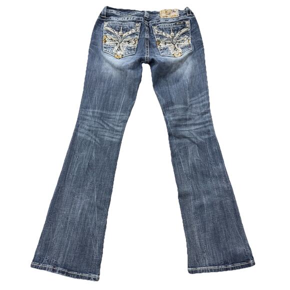 Miss Me Womens Bootcut Jeans MP8705B Embroidered Flap Style Pockets 31 Colorful - Picture 13 of 14